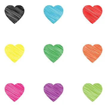 Set of Hand Drawn Scribble Hearts, vector design elements Illustrazione stock