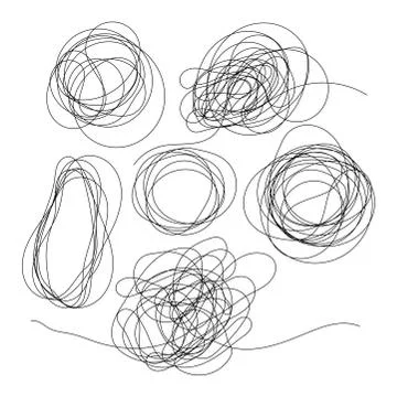 Set of hand drawn scribble objects isolated on white background Stock Illustration