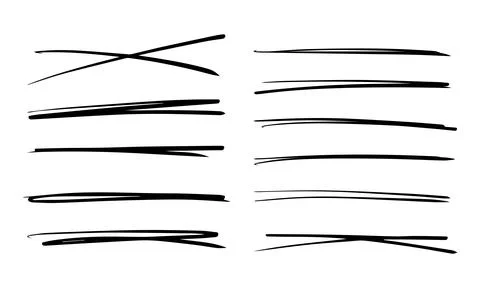 Set of hand drawn scribbles, underline with marker, pen, pencil. Black abstract Illustrazione stock