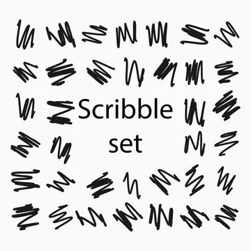 Set of hand drawn scribbles. Vector illustration. Stock Illustration
