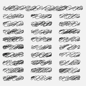 Set of hand drawn scribbles. Vector illustration. Stock Illustration