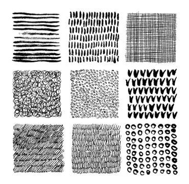 Set of hand drawn seamless textures with scribbles, stains, strokes, lines,.. Stock Illustration