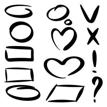 Set hand drawn signs for notes and planner Stockillustratie