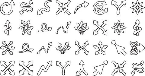 Set of hand drawn sketch arrows on white background Stock Illustration