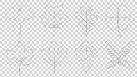 Set of hand drawn sketch leaf icons isolated on white background for design.. Stock Illustration