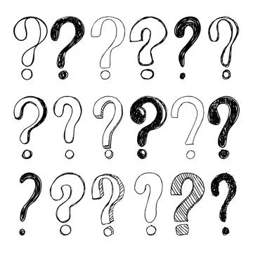 Set of hand drawn Sketch question marks. Vector illustration. Illustrazione stock