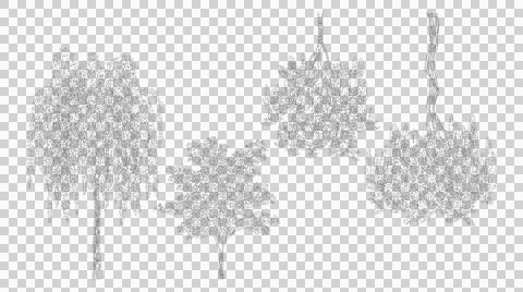 Set of hand drawn sketch style tree silhouettes isolated on white background. Stock Illustration