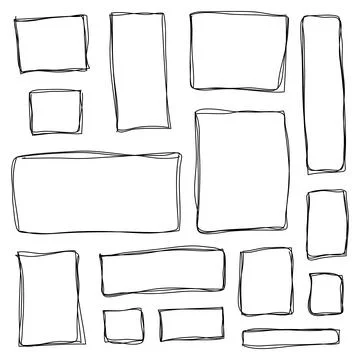 Set of hand drawn sketched frames. Vector illustration Illustrazione stock