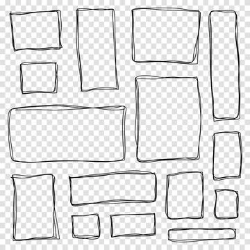 Set of hand drawn sketched frames. Vector illustration Stock Illustration
