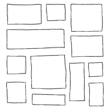 Set of hand drawn sketched frames. Illustrazione stock