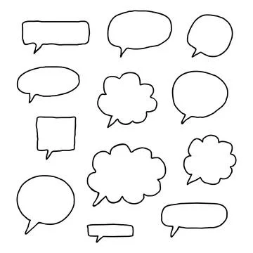 Set of hand drawn sketched speech bubbles. Stock-Illustration