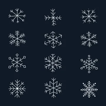 Set of hand drawn snowflakes イラスト素材