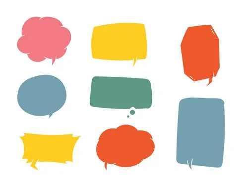 Set of hand drawn speech bubble in colorful shades Stock Illustration