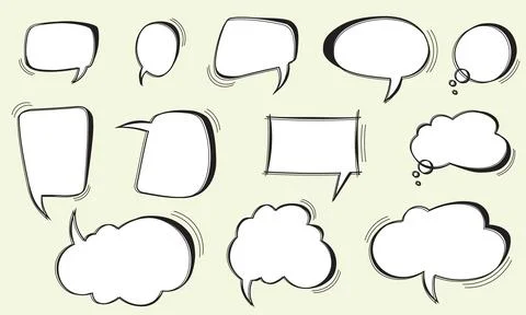 Set hand drawn speech bubble or chat bubble. Stock Illustration