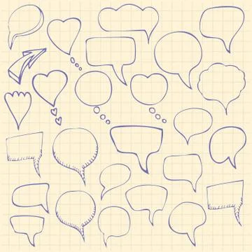 Set of hand-drawn speech bubbles. Vector illustration Illustrazione stock