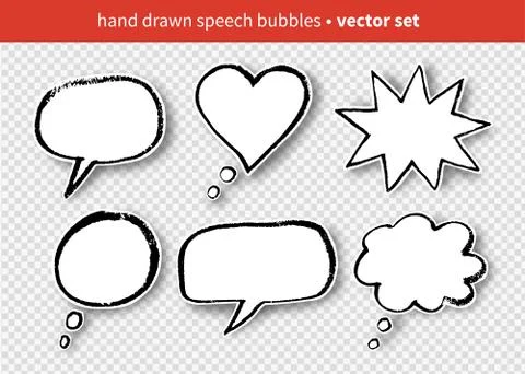 Set of hand drawn speech bubbles Stock Illustration