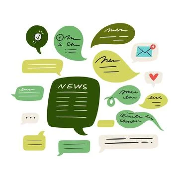 Set of hand drawn speech bubbles Stock Illustration