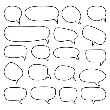 Set of hand drawn speech bubbles. Set of speech bubbles. Stock Illustration