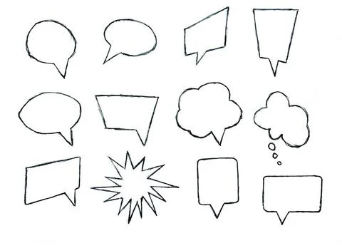 Set of hand drawn speech bubbles for text and chats Set of pencil-drawn sp... Stock Photos
