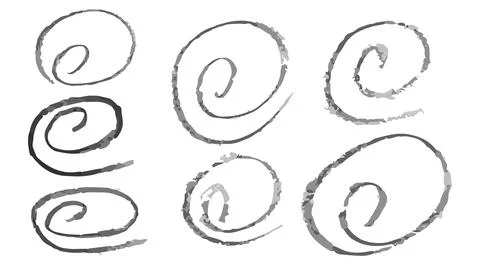 Set of hand drawn spiral, doodle swirl wave symbol, sketch swirl silhouette Stock Illustration