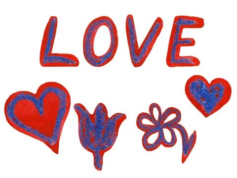 Set of hand drawn spring design elements Stock Illustration