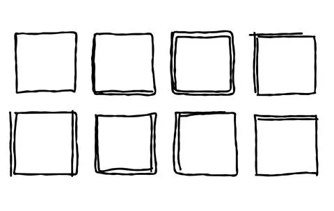 Set of hand drawn square frames. Vector illustration isolated on white back.. Stock Illustration