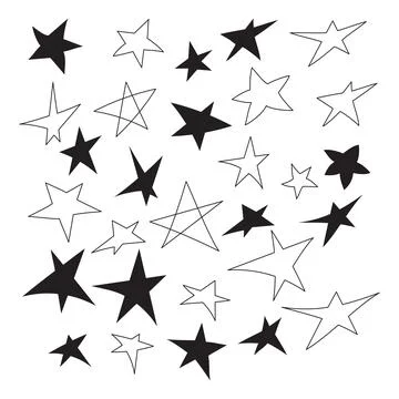 Set of hand drawn stars Stock Illustration