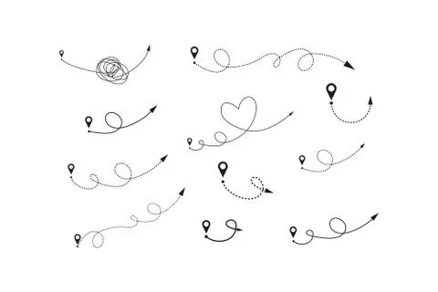 Set of hand-drawn style of abstract arrows for concept design. vector template Stock Illustration