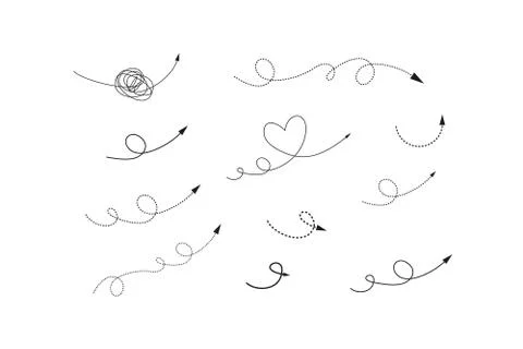 Set of hand-drawn style of abstract arrows for concept design. vector template 스톡 일러스트