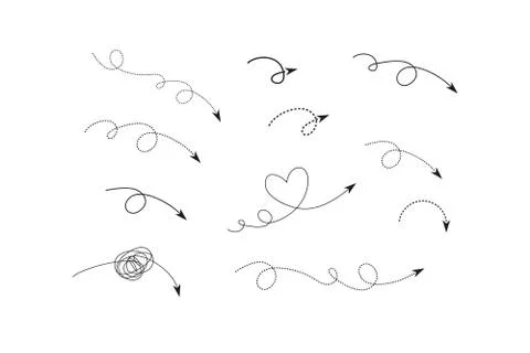 Set of hand-drawn style of abstract arrows for concept design. vector template Illustrazione stock