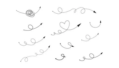 Set of hand-drawn style of abstract arrows for concept design. vector template Stock Illustration