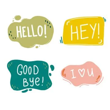 Set of hand drawn style speech bubble. Vector illustration Stock Illustration