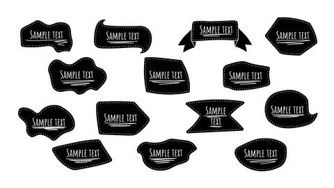 Set of hand drawn text frames. Vector text boxes of different shapes Illustrazione stock