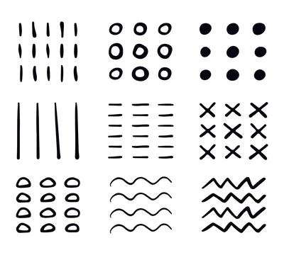 Set of hand drawn texture elements with different shape Stock Illustration