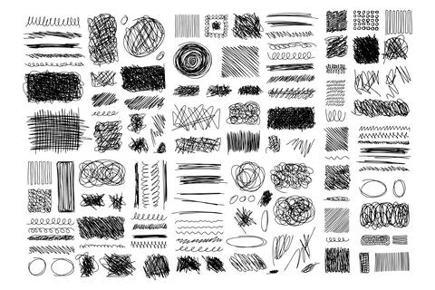 Set hand drawn texture scribble marker and ink patterns. Hand drawing texture 스톡 일러스트