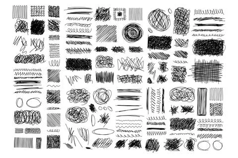 Set hand drawn texture scribble marker and ink patterns. Hand drawing texture Stock Illustration