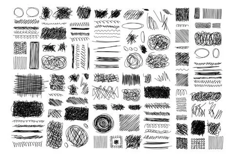 Set hand drawn texture scribble marker and ink patterns. Hand drawing texture 스톡 일러스트