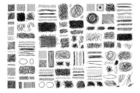Set hand drawn texture scribble marker and ink patterns. Hand drawing texture 스톡 일러스트