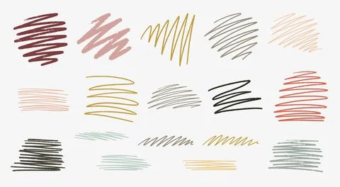 Set of hand drawn textured zig-zag lined shapes Stock Illustration
