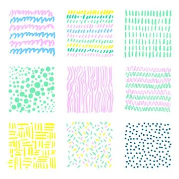 Set hand drawn textures Stock Illustration