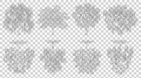 Set of hand drawn tree sketches isolated on white background for architectu.. イラスト素材