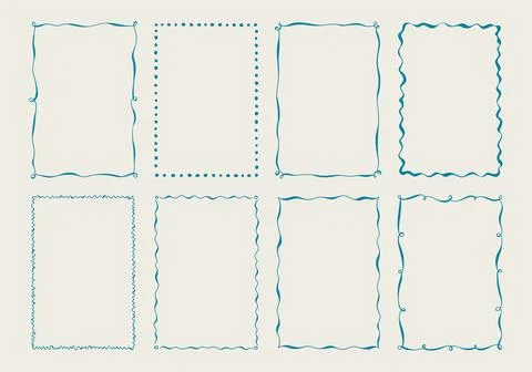 Set of hand drawn trendy frames Stock Illustration