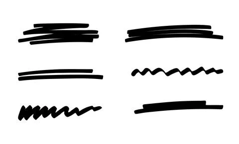 Set of hand drawn underline strokes. Stock Illustration