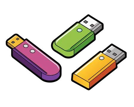 Set of hand drawn USB flash drives. Stock Illustration
