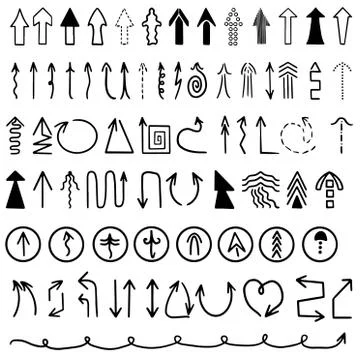 Set hand drawn of useful arrows. Vector illustration on white background. Ico Stock Illustration