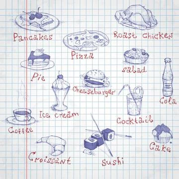 Set of Hand Drawn Various Elements Set of Hand Drawn Various Elements On L... Stock Photos