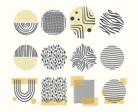 Set of hand drawn various shapes and doodle objects. Abstract contemporary mo Stock Illustration