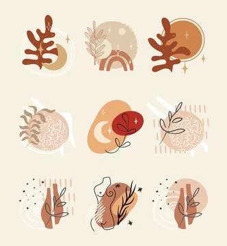 Set of hand drawn various shapes and doodle objects. Abstract contemporary na 스톡 일러스트