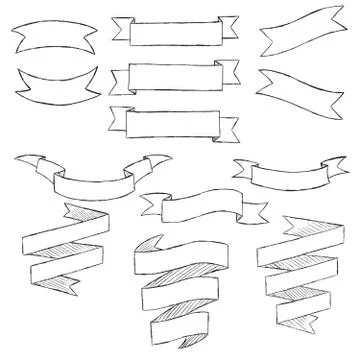 Set of hand-drawn vector banners. Stock Illustration