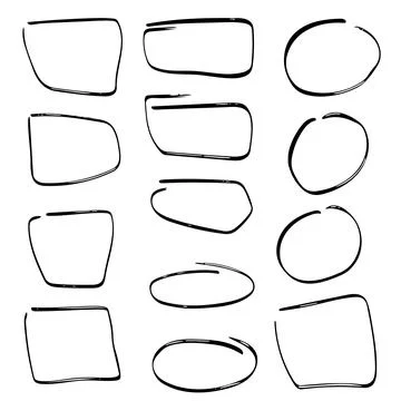 Set of hand drawn vector doodle circles, ovals and different scribble frames 스톡 일러스트